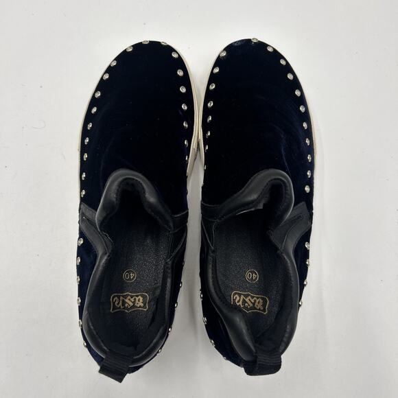 ASH Blue Velvet Stud JESSICA Platform Sneaker Loafer EU Size 40 - Picture 4 of 9